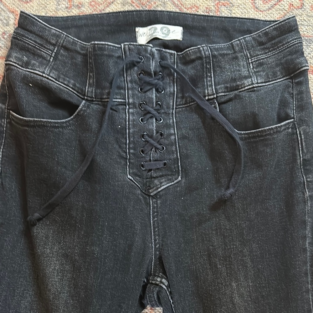 We The Free High Rise Black Jeans with Seam Details